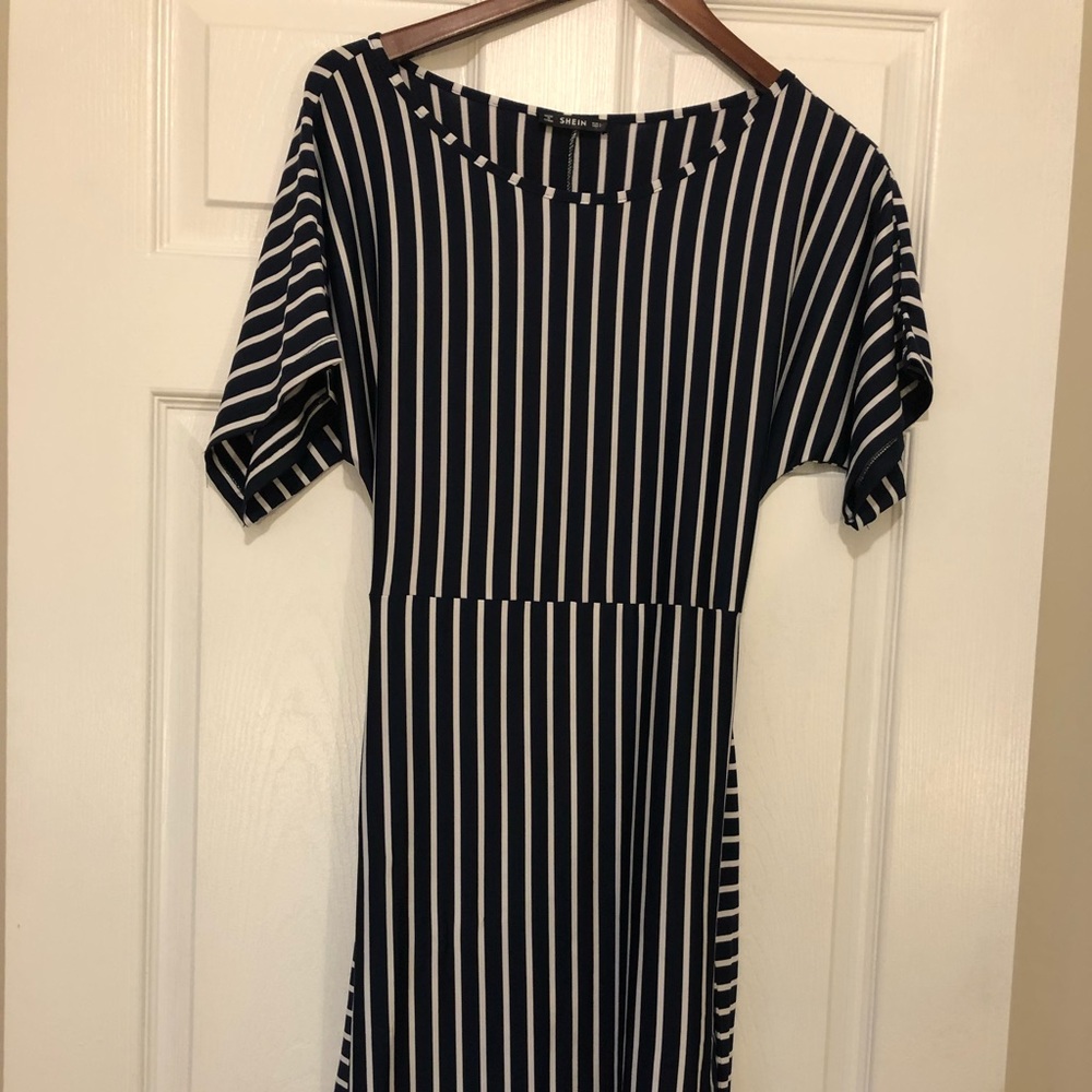 SHEIN striped long overlap dress